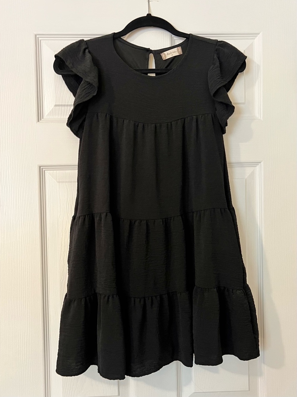 Altar’d State Black Babydoll Ruffle Sleeve Tiered Dress